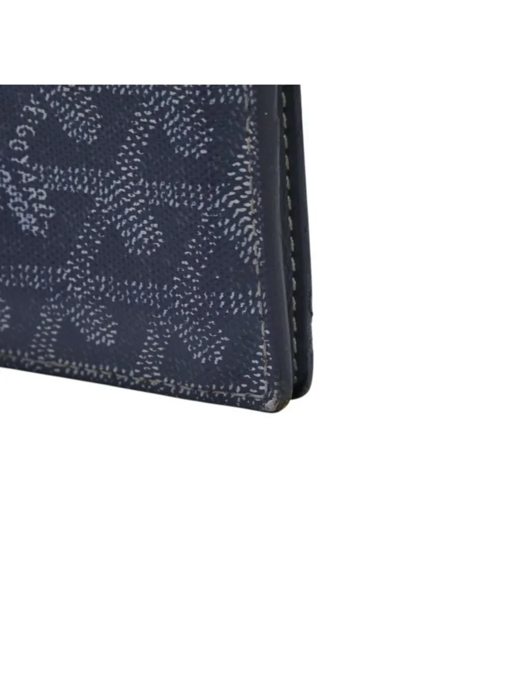 Goyard Saint Pierre Card Wallet Herringbone Pattern Canvas Leather Gray Yellow